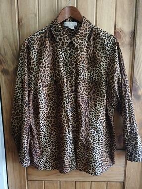 Michael Kors Leopard Print Tab Sleeve Blouse - 2X